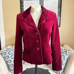 Nili Lotan  Red Velvet 3-Button Coat Blazer USA